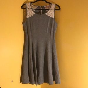 Gray dress with lace shoulders
